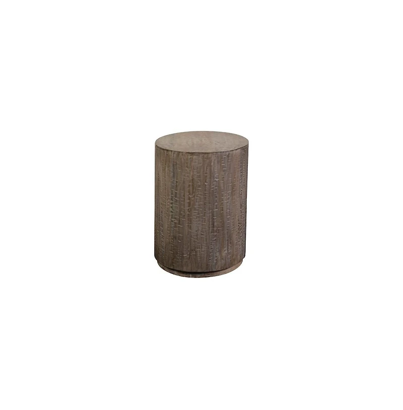 Porter Designs Drum Gray Wash Mango Wood End Table, Gray