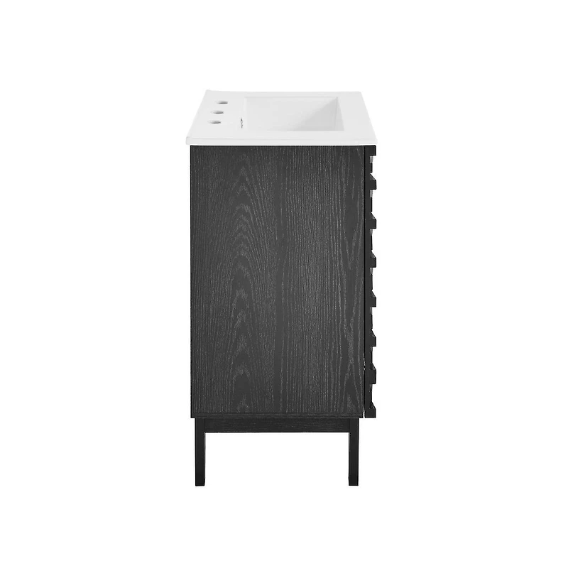 Swiss Madison Cascade in. Oak Bathroom Vanity With White