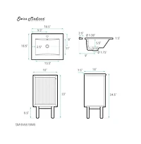 Swiss MadisonClasse 18" Freestanding Bathroom Vanity in Black Oak with Black Sink Top