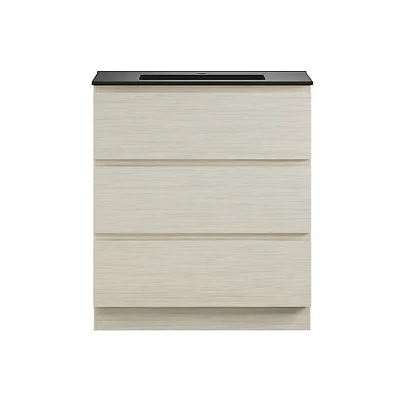 Swiss MadisonLiberte 30" Freestanding Bathroom Vanity in White Oak with Black Sink Top