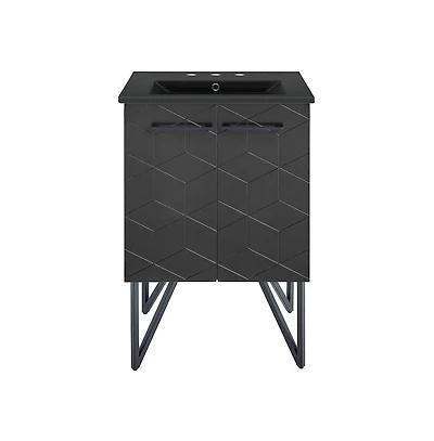 Swiss MadisonAnnecy 24 in. Phantom Black Bathroom Vanity With Black, 3-Hole Ceramic Sink Top