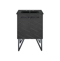 Swiss MadisonAnnecy 24 in. Phantom Black Bathroom Vanity With Black, 3-Hole Ceramic Sink Top