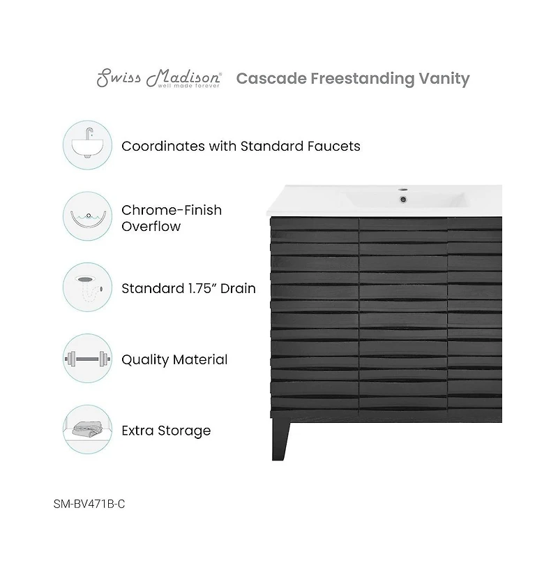 Swiss Madison Cascade 36" Bathroom Vanity in Black