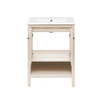Swiss Madison 24" Freestanding Bathroom Vanity in White Oak with 3-Hole Centerset Sink Top