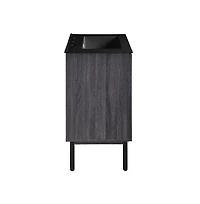 Swiss Madison24" Freestanding Bathroom Vanity in Black Oak, Black 3-Hole Centerset Sink Top