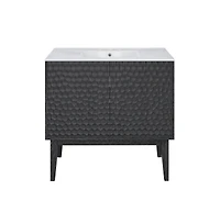 Swiss Madison36" Freestanding Bathroom Vanity in Black Oak with 3-Hole Widespread Sink Top