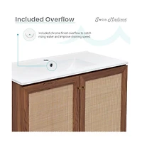 Swiss Madison Classe 36" Freestanding Bathroom Vanity in Brown Oak with Sink Top