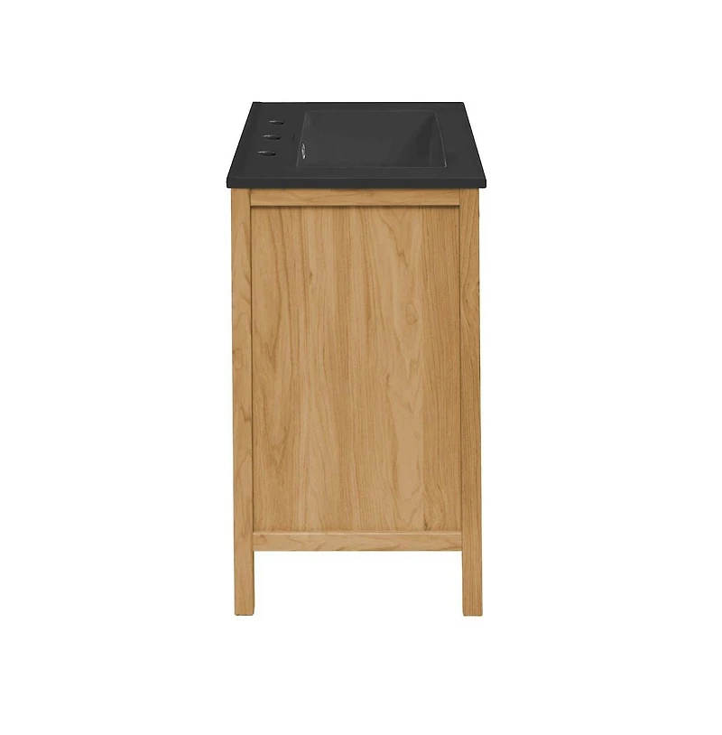 Swiss Madison 24" Freestanding Bathroom Vanity in Golden Oak, Black 3-Hole Centerset Sink Top