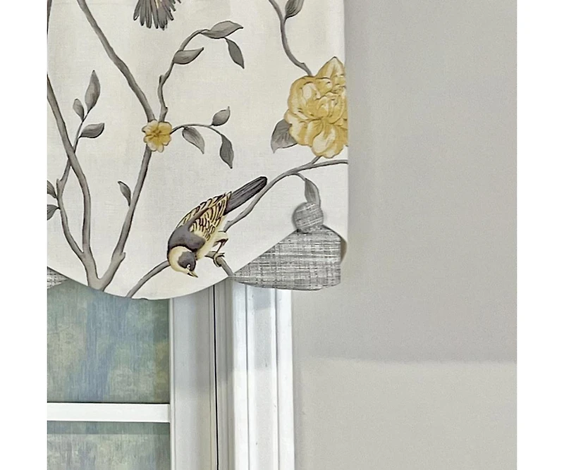 Rlf Home Trend Bird Petticoat Valance Citrine. 3"Rod Pocket, Contrast Bottom fabric. Hand Made Buttons 50"W x 15"L