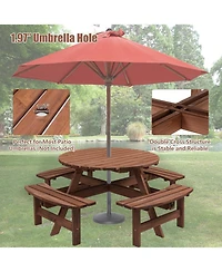 Streamdale Furniture 8 Person Wooden Picnic Table with Built-In Benches