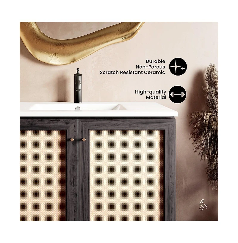 Swiss Madison Classe 36" Freestanding Bathroom Vanity in Black Oak with Sink Top