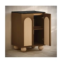 Swiss Madison24" Freestanding Bathroom Vanity in Brown Oak, Black 3-Hole Widespread Sink Top