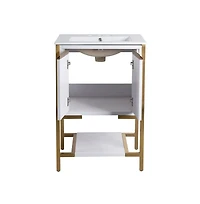 Swiss Madison Marseille 24 in. White Bathroom Vanity With White, 3-Hole Ceramic Sink Top