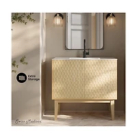 Bosse 36" Freestanding Bathroom Vanity in Natural Oak with Sink Top