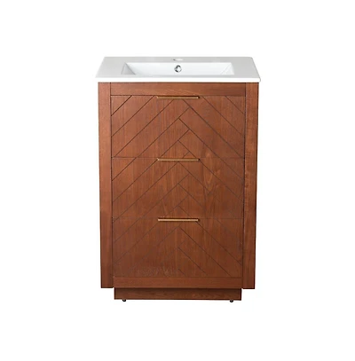 Swiss MadisonDaxton 24" Freestanding Bathroom Vanity in Brown Oak with Sink Top