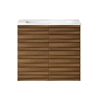 Swiss MadisonCascade 24" Wall-Mounted Bathroom Vanity in Brown Oak with Sink Top