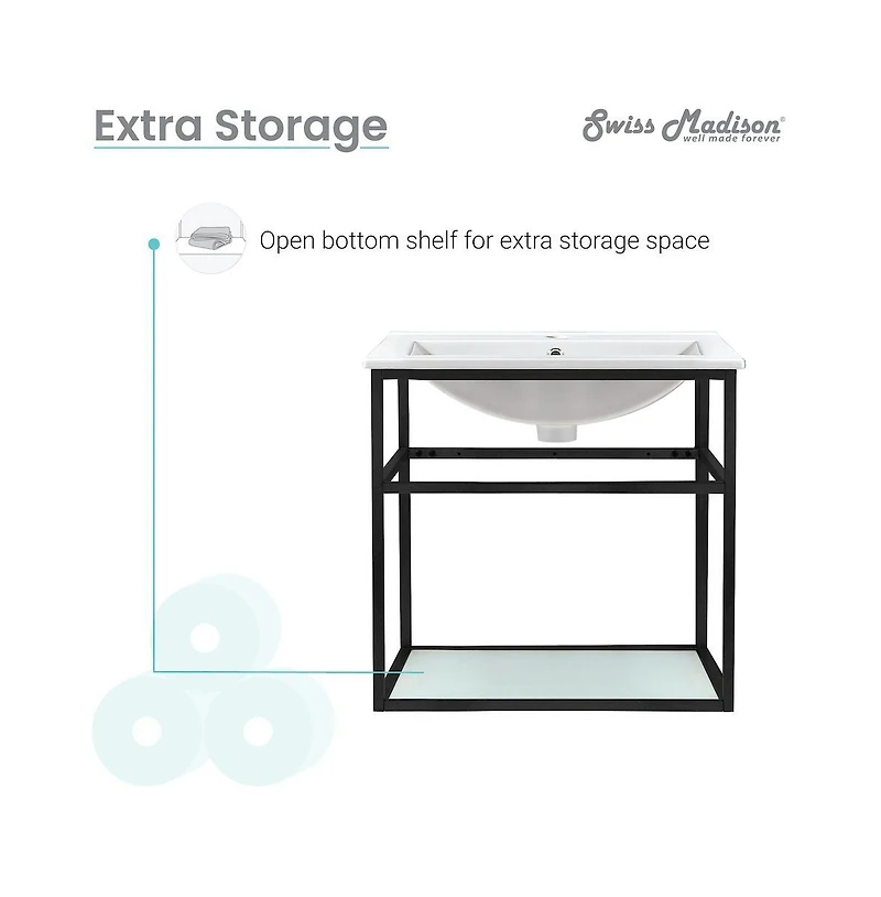 Swiss Madison Pierre Single, Metal Frame, Open Shelf