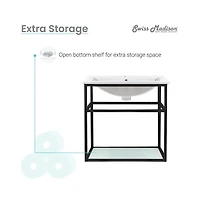 Swiss Madison Pierre 24 Single, Metal Frame, Open Shelf, Bathroom Vanity