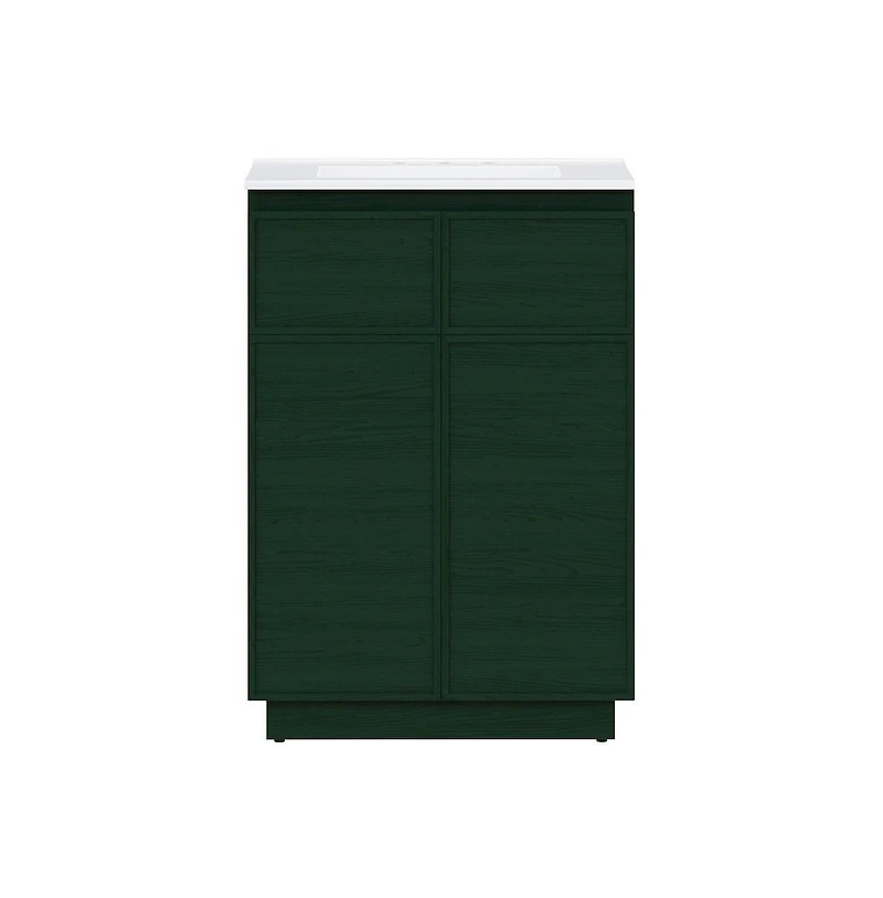 Swiss Madison 24" Freestanding Bathroom Vanity in Green Oak with 3-Hole Widespread Sink Top