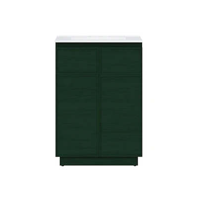 Swiss Madison 24" Freestanding Bathroom Vanity in Green Oak with 3-Hole Widespread Sink Top