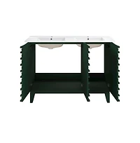 Swiss Madison Cascade 48" Freestanding Bathroom Vanity in Green Oak with Double Basin Sink Top