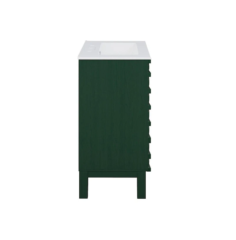 Swiss Madison 24" Freestanding Bathroom Vanity in Green Oak with 3-Hole Widespread Sink Top