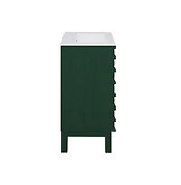 Swiss Madison 24" Freestanding Bathroom Vanity in Green Oak with 3-Hole Widespread Sink Top