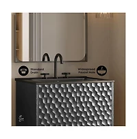 Swiss Madison24" Freestanding Bathroom Vanity in Black Oak, Black 3-Hole Centerset Sink Top