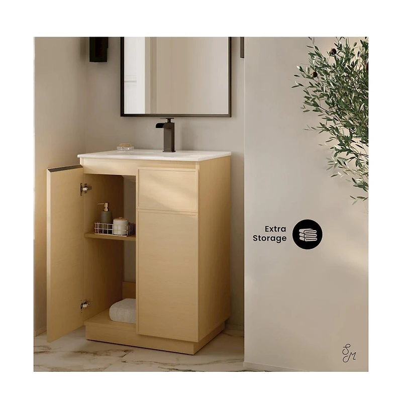 Swiss MadisonSt. Tropez 24" Freestanding Bathroom Vanity in Natural Oak with Sink Top