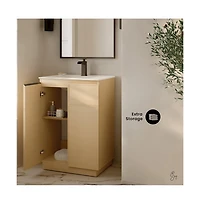 Swiss MadisonSt. Tropez 24" Freestanding Bathroom Vanity in Natural Oak with Sink Top