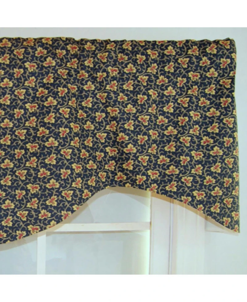 Rlf Home Fenia Cornice 100% Cotton with Fully Lined 3" Rod Pocket Valnance for Windows 50" x 17" Blue