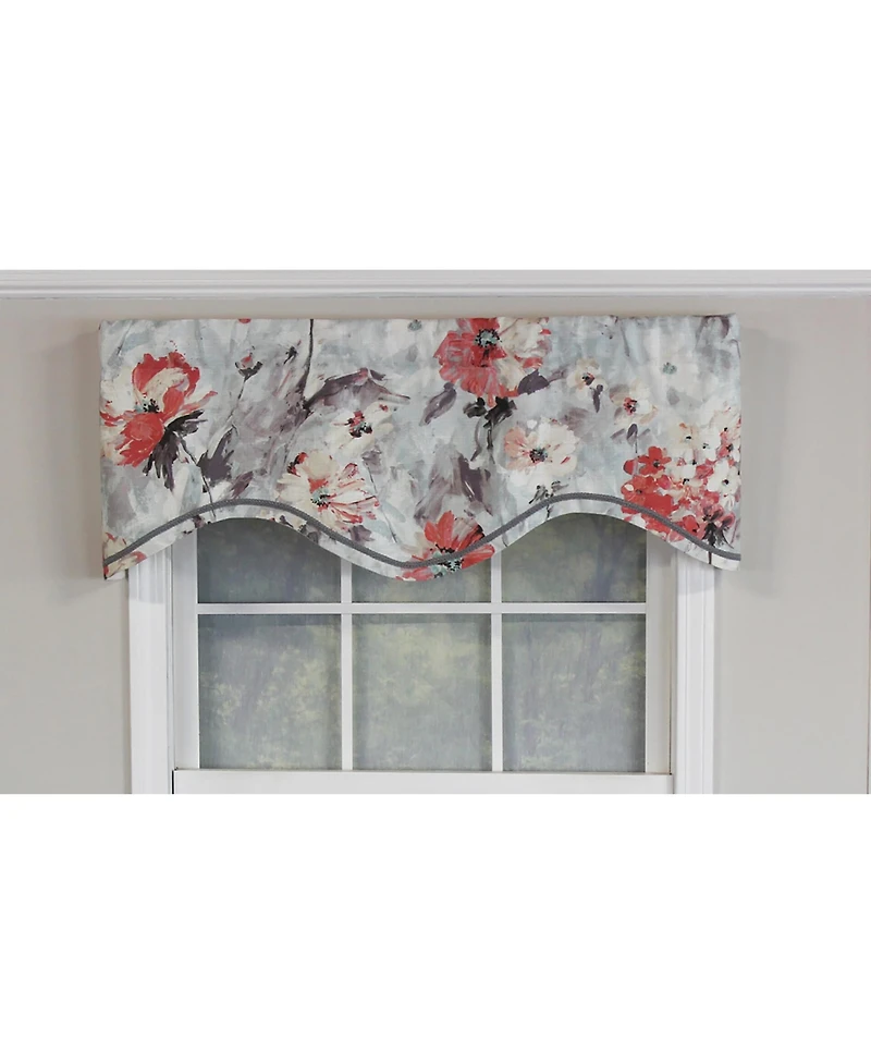 Rlf Home Tia Cornice Valance Primrose. 3" Rod Pocket, Elevated trim decor. 50"W X 17"L