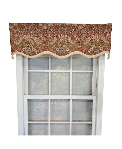 Rlf Home Vivaldi Provence Pleated Ruffle Nature-Inspired Bird Motifs No Header Luxurious Home Decor Valance 50" x 14" Green