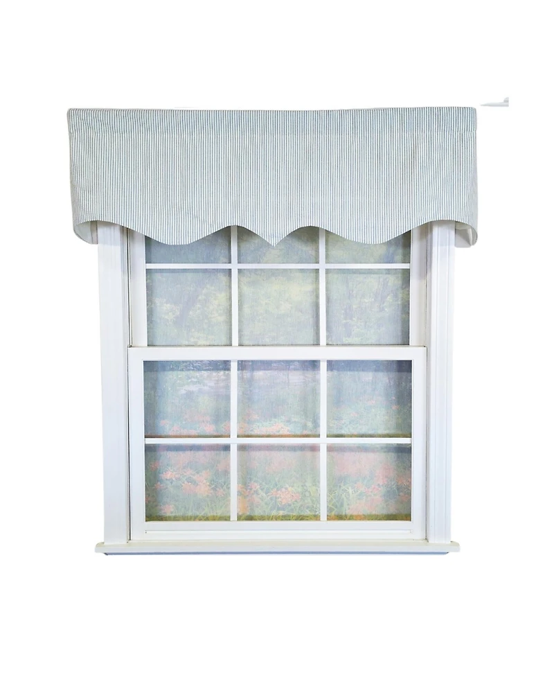 Rlf Home 100% Cotton Seersucker Regal With Poly/Cotton Ivory lining Rod Pocket Valance 50" x 16" Blue