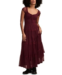 Lucky Brand Women's Cinched Waist Tulle Maxi Dress