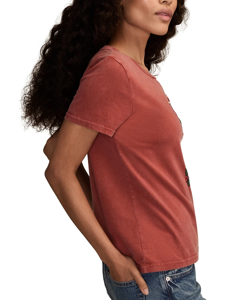 Lucky Brand Women's Coca Cola Christmas Bottle Crewneck T-Shirt