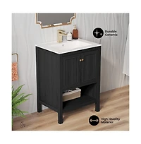Chateau 24" Freestanding Bathroom Vanity in Black Oak with Sink Top