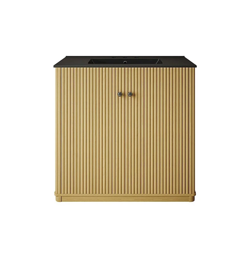 Swiss Madison 36" Freestanding Bathroom Vanity, Natural Oak, 3-Hole Widespread Sink Top