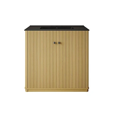 Swiss Madison 36" Freestanding Bathroom Vanity, Natural Oak, 3-Hole Widespread Sink Top