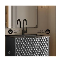 Swiss MadisonBosse 24" Freestanding Bathroom Vanity in Black Oak with Black Sink Top