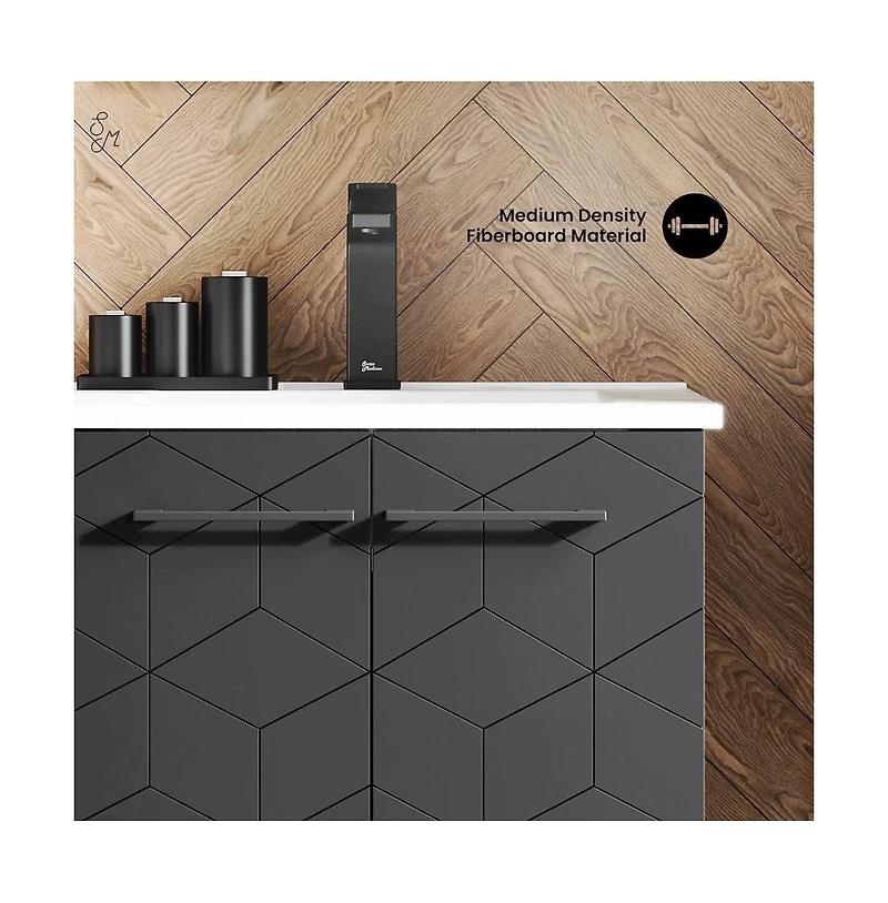 Swiss Madison Annecy 24" Freestanding Bathroom Vanity in Phantom Black with Sink Top