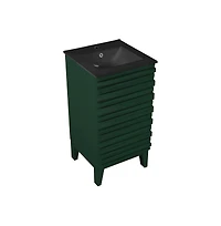 Swiss Madison Cascade 18" Freestanding Bathroom Vanity in Green Oak with Black Sink Top
