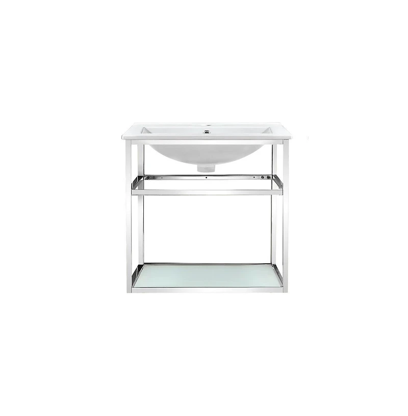 Swiss Madison Pierre 24 Single, Open Shelf, Chrome Metal Frame Bathroom Vanity