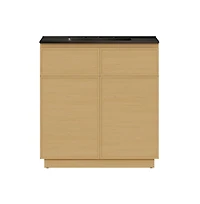 Swiss Madison 36" Freestanding Bathroom Vanity, Natural Oak, Black 3-Hole Widespread Sink Top