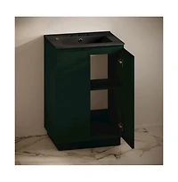 Swiss Madison 24" Freestanding Bathroom Vanity in Green Oak, Black 3-Hole Widespread Sink Top
