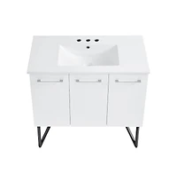Swiss MadisonAnnecy 36 in. White Bathroom Vanity With White, 3-Hole Ceramic Sink Top