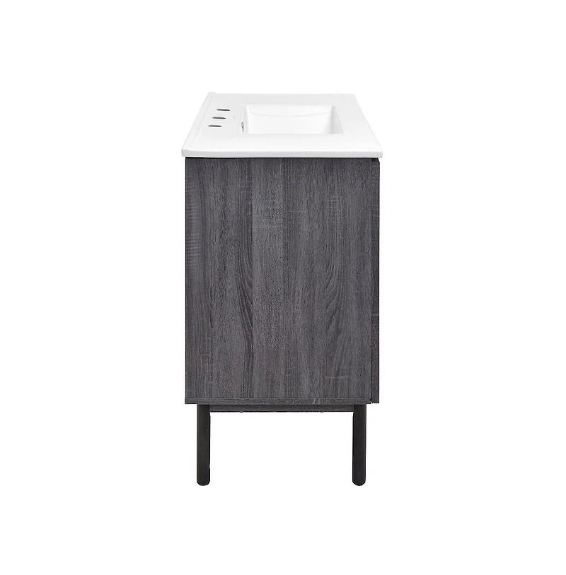 Swiss Madison 36" Freestanding Bathroom Vanity in Oak with 3-Hole Widespread Sink Top