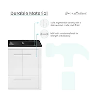 Swiss Madison Virage 24 in. White Bathroom Vanity With Black, 3-Hole Ceramic Sink Top