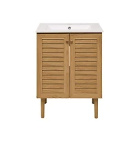 Bron 24" Freestanding Bathroom Vanity in Golden Oak with Sink Top