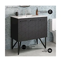 Swiss Madison Annecy 36" Freestanding Bathroom Vanity in Phantom Black with Sink Top